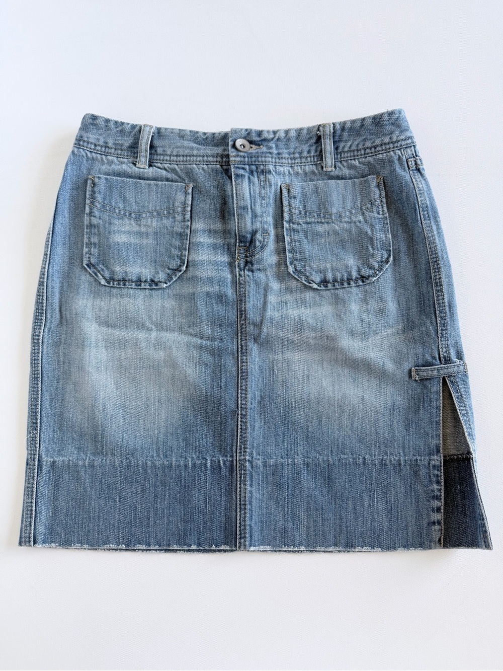 Vintage Calvin Klein Jeans Denim Midi Skirt Light Wash Cotton Size 8